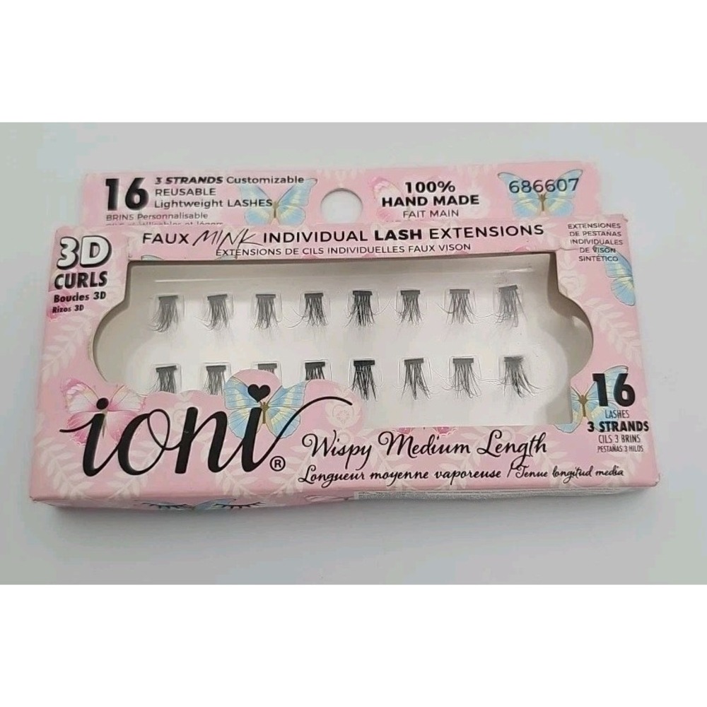 Ioni 3D Curls Faux Mink Individual Lash Extensions Wispy Medium Black 686607
